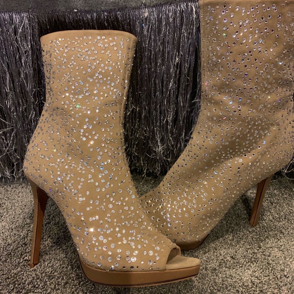Herve Legér Crystal Open Toe Shoe Boots